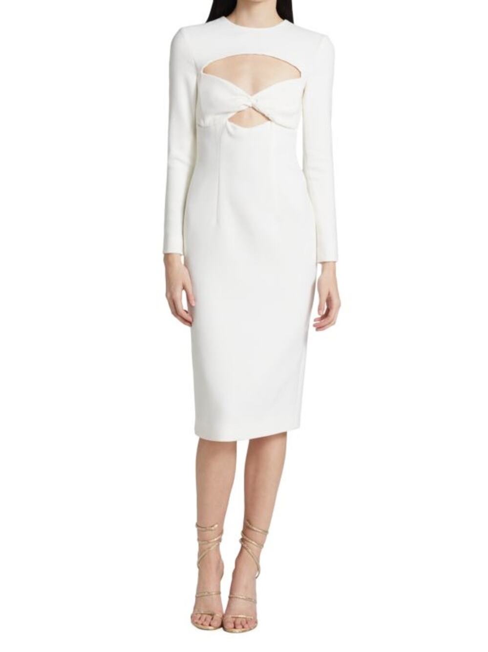 Dundas Bride Carter Ivory Wool Cut Out Long Sleeve Dress NWT US 6